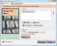 A screenshot of the program PDFs Merge 2 One 2.0 - combine pdf